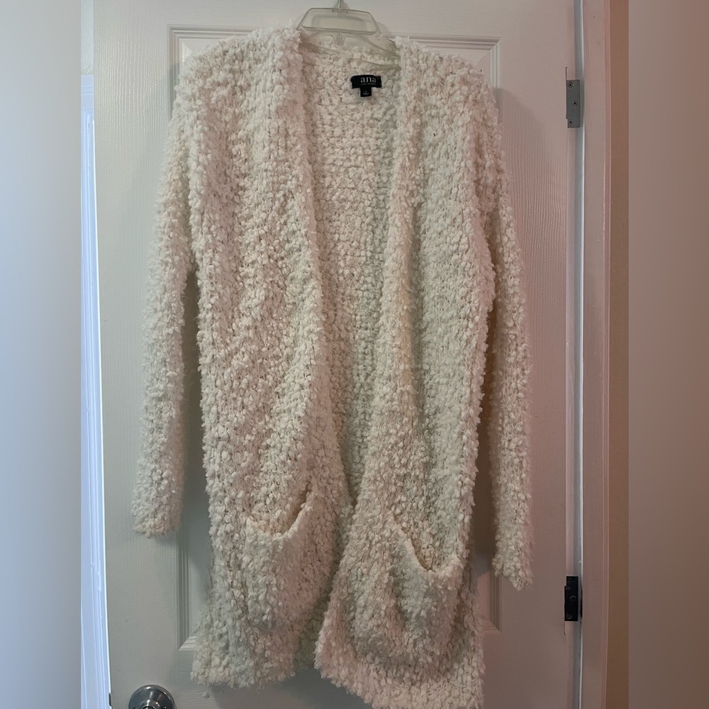 a.n.a White Textured Knit long cardigan